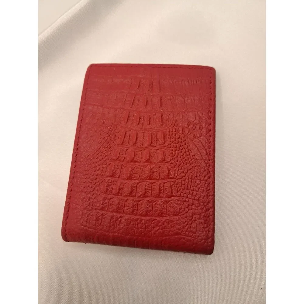 GET BOTH Red & Black Alligator minimalist fold-over Credit Card Cash Wallet